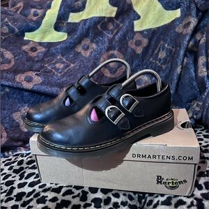 Dr. Martens Black Leather Double Buckle Mary Jane’s Youth Sz 5